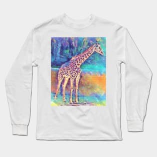 Giraffe In Pastel Long Sleeve T-Shirt